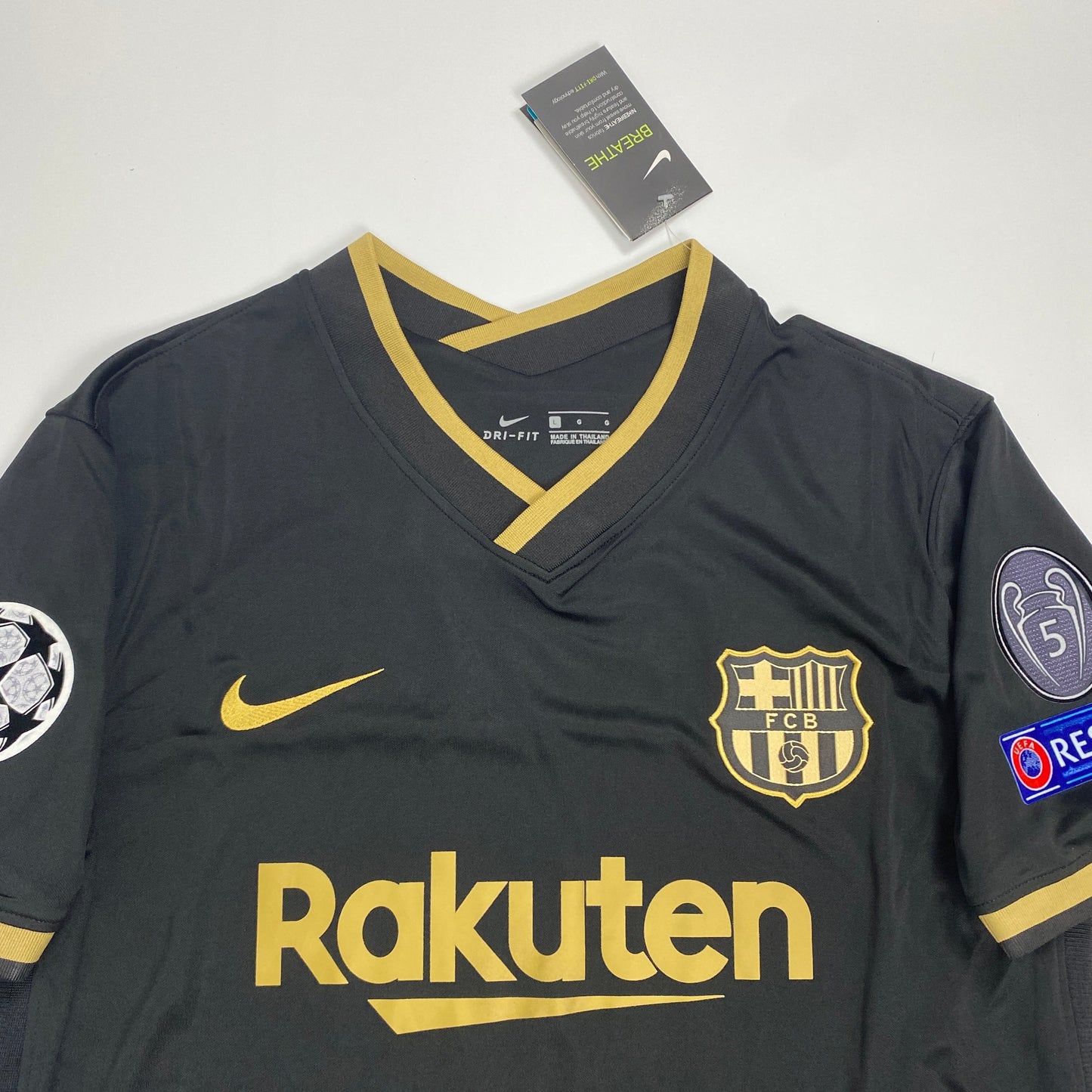 Original FC Barcelona 2020/21 Away Jersey – Lionel Messi #10 (Black & Gold UCL Edition)