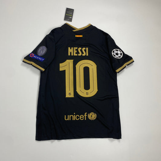 Original FC Barcelona 2020/21 Away Jersey – Lionel Messi #10 (Black & Gold UCL Edition)