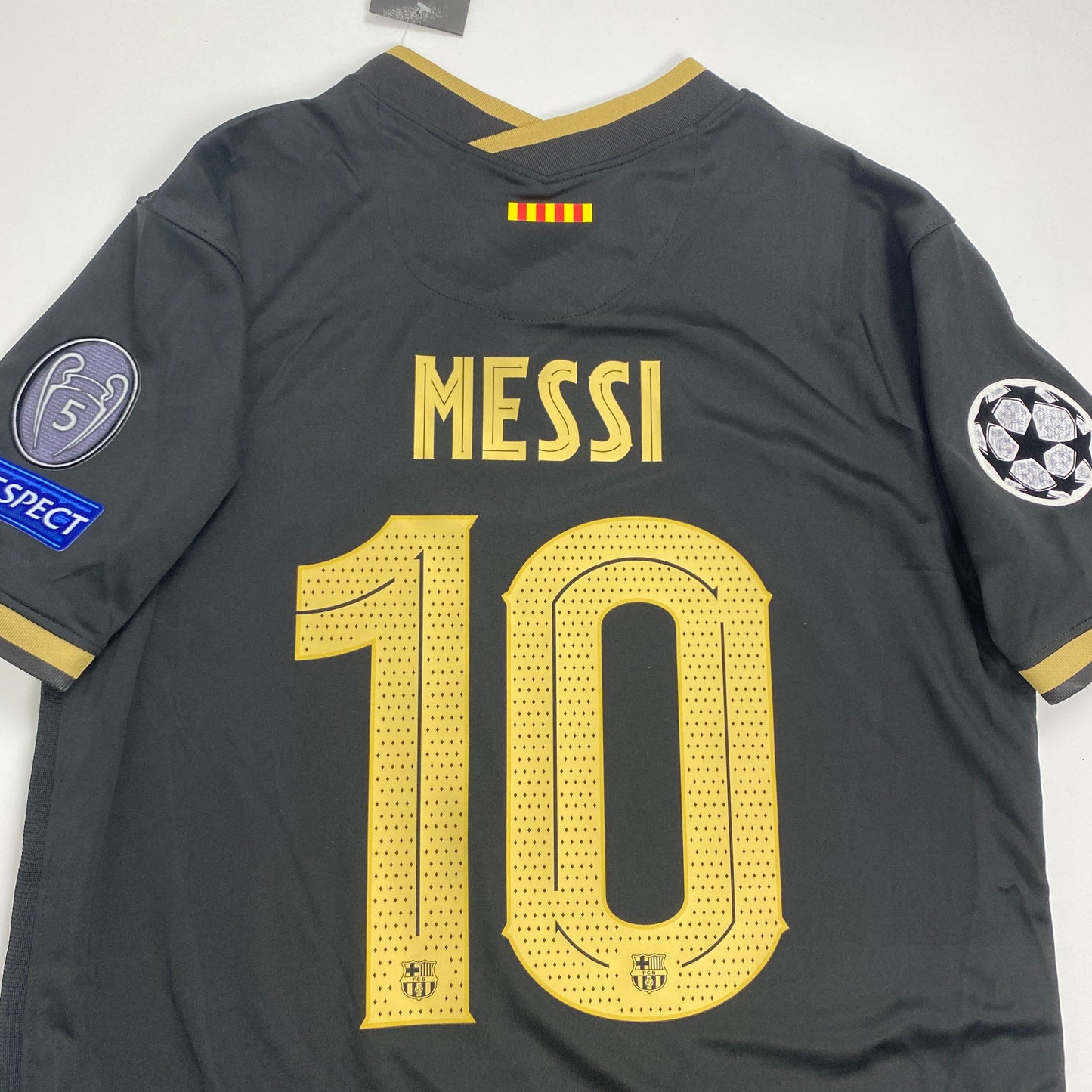 Original FC Barcelona 2020/21 Away Jersey – Lionel Messi #10 (Black & Gold UCL Edition)